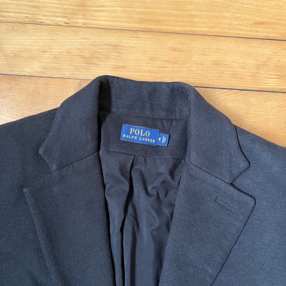 Polo Ralph Lauren Navy Blue Knit Crest Blazer Gold Bullion Embroidery Size 4 - Picture 3 of 12